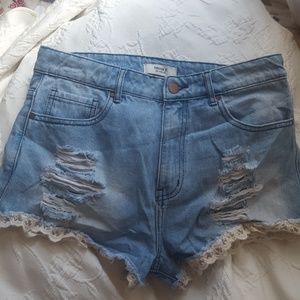 Light wash denim shorts